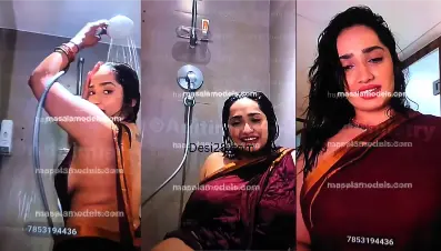 Aditi Mistry Nude A$$ Expose Boobs Nipples in Wet Saree Live Video – Part 2